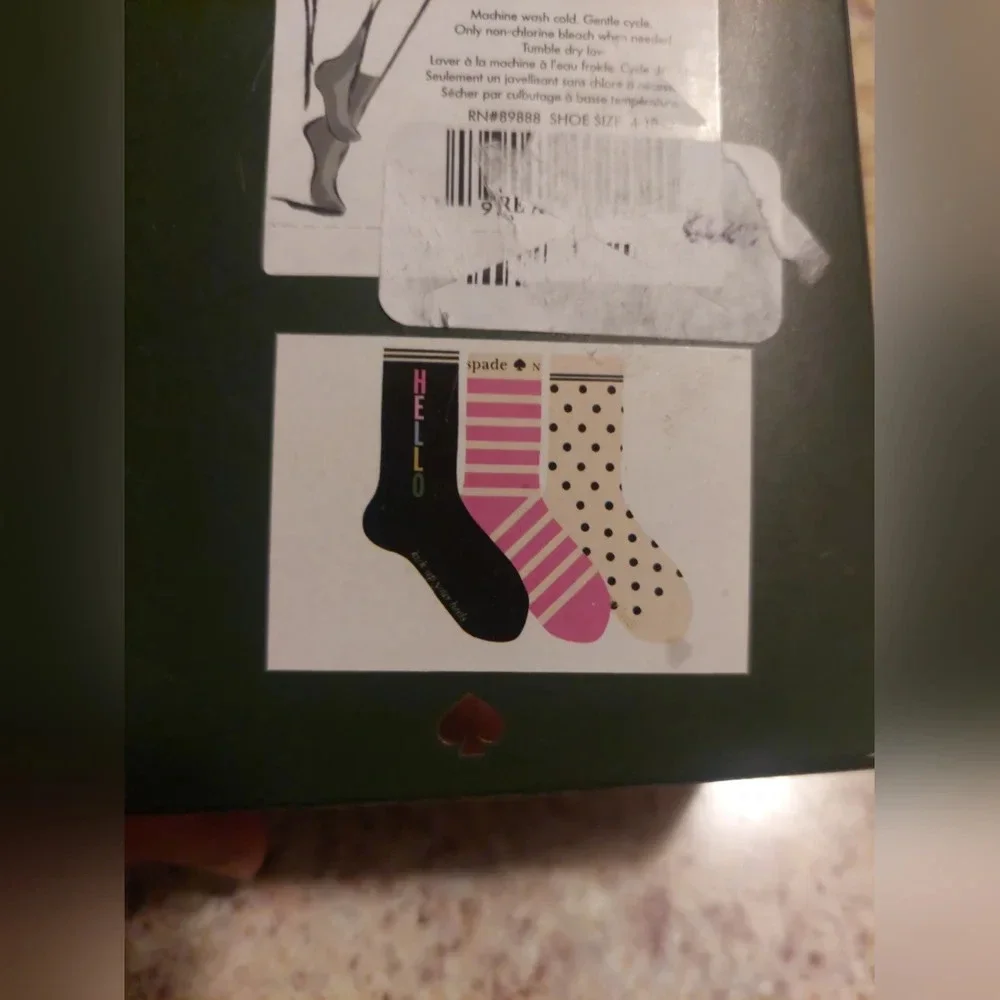 Kate Spade 3 pack crew socks striped polka dot 